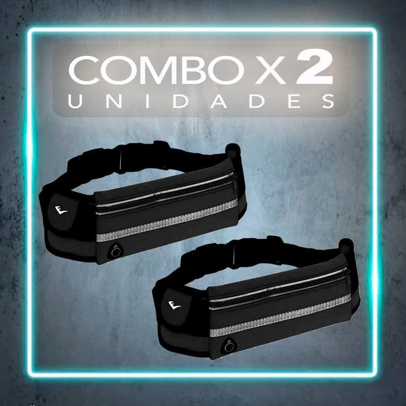 Riñonera Deportiva Everlast Pack x2 Running Ciclismo Gym Neopreno Expandible — Negro