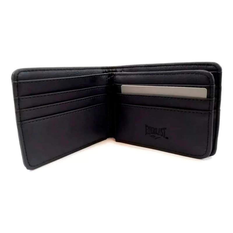 Billetera Everlast Hombre Cuero PU 12 Tarjetas con Packaging para Regalo — Gris / Liso