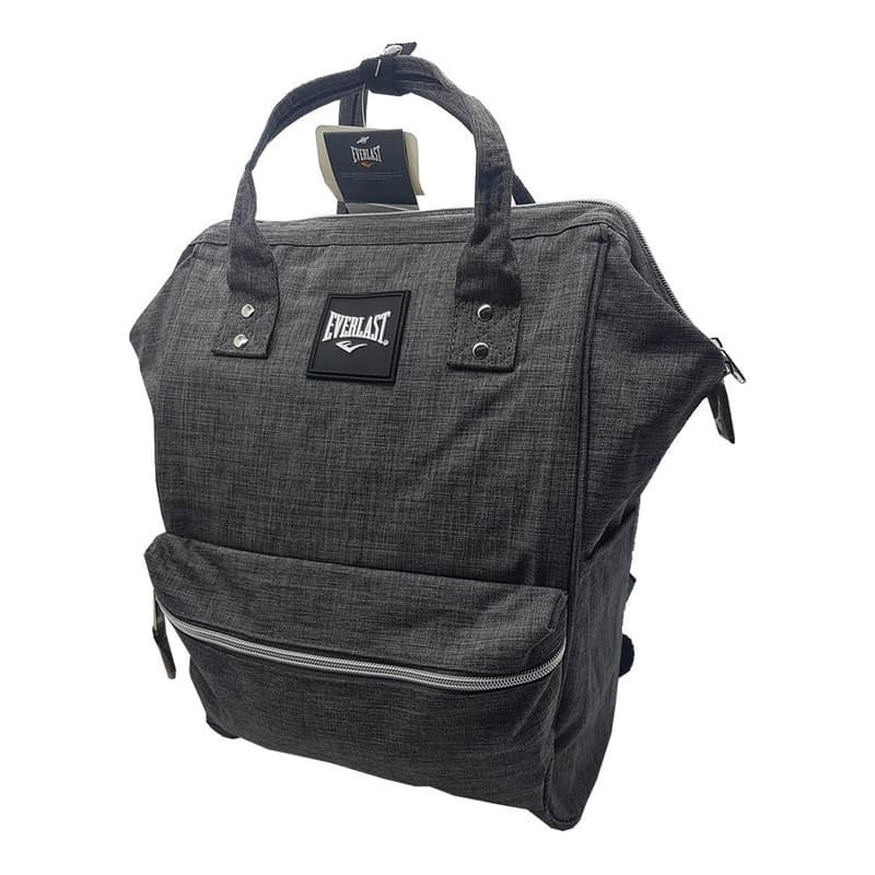 Mochila Cartera Urbana Everlast Jaspeada Lona Reforzada 40x30x17 cm — Gris / Nylon