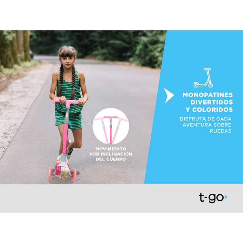 Monopatín Infantil Plegable con Luces LED T-Go Sweet Candy Rosa 3 ruedas