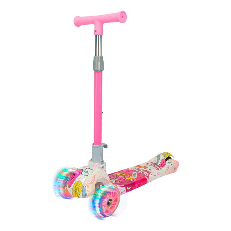 Monopatín Infantil Plegable con Luces LED T-Go Sweet Candy Rosa 3 ruedas