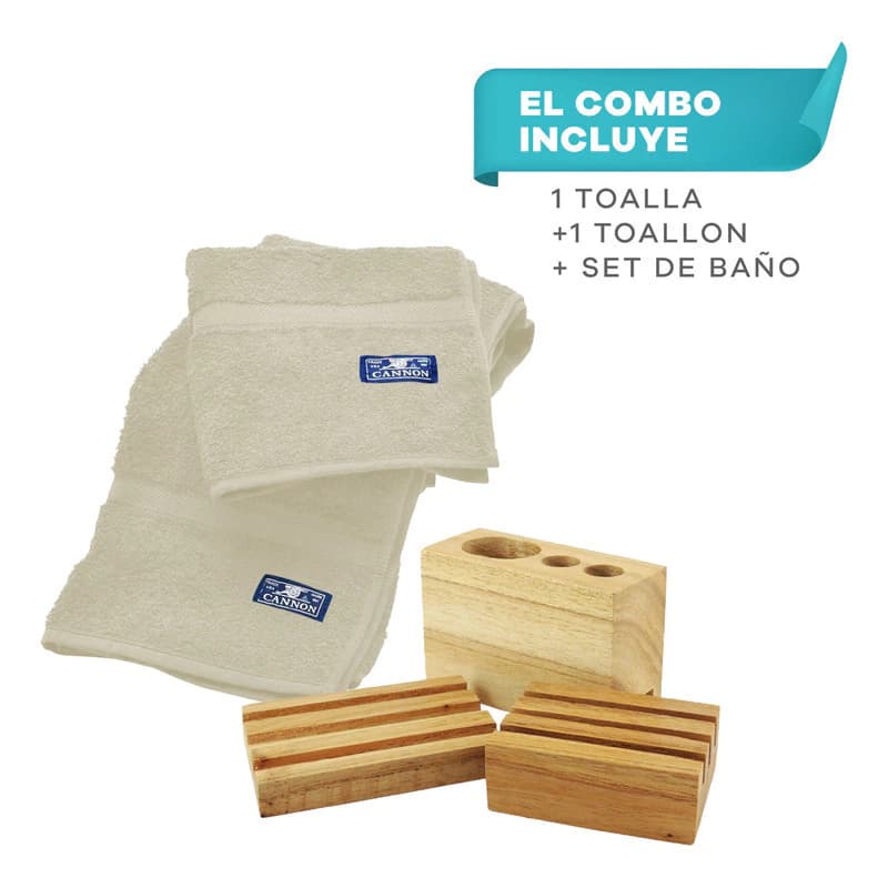 Alfombras de Baño Cannon Absorbency Set x2 90x46 cm Antideslizante — Crema / Lisa