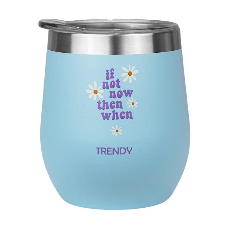 Mate Térmico Trendy 280 ml Acero Inoxidable con Tapa — Frío y Calor — Celeste / Liso