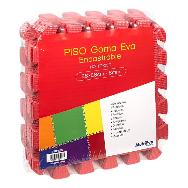Piso Goma Eva Encastrable Antigolpe MultiEva x9 Piezas 28x28cm Didáctico Bebés