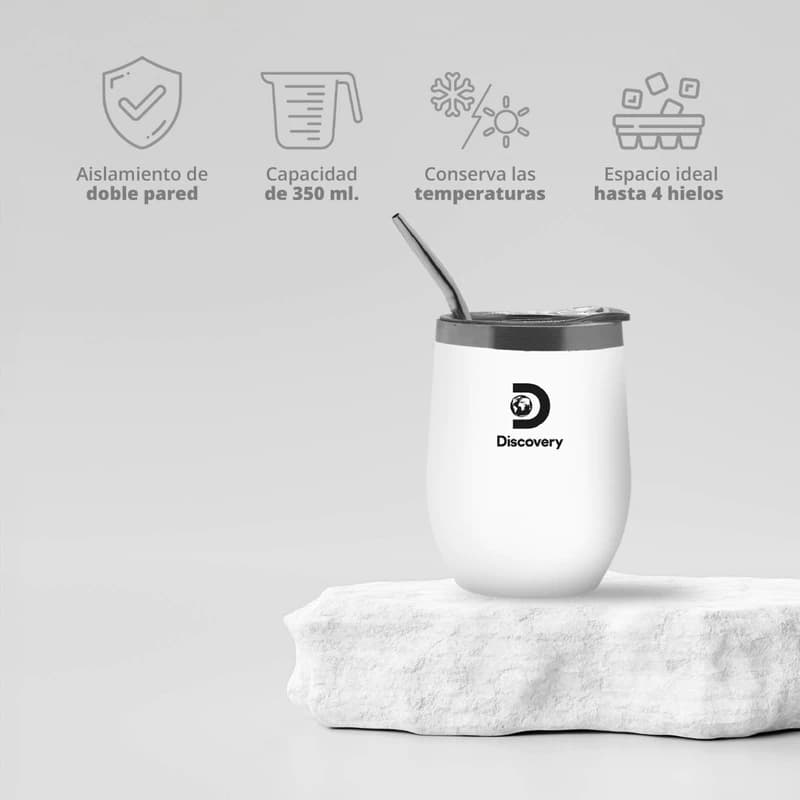 Mate Térmico Discovery Acero Inoxidable 350ml con Bombilla y Tapa