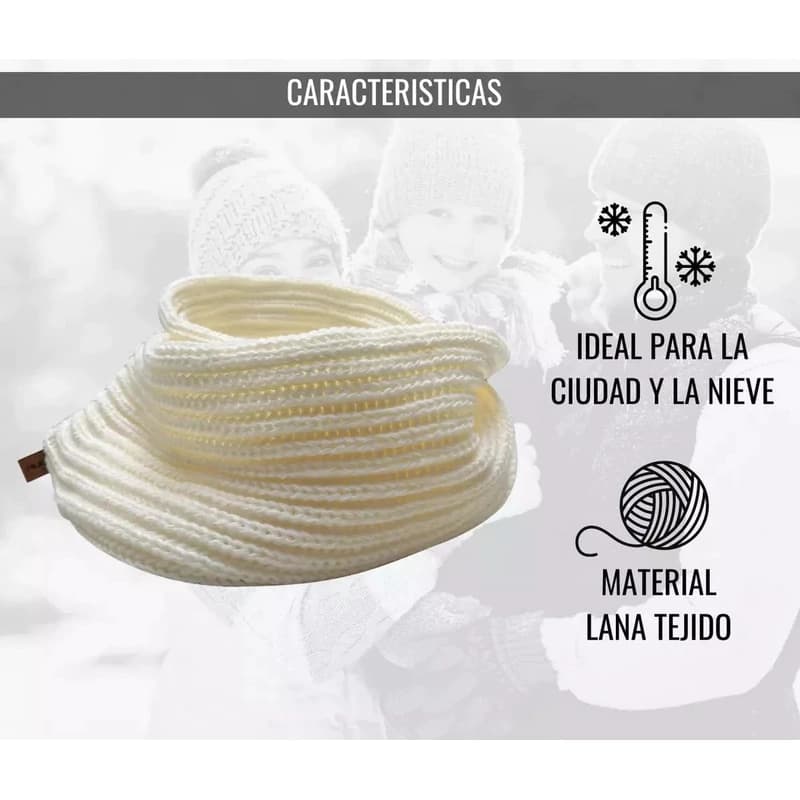 Cuello Infinito Bufanda Lana Gruesa Doble Vuelta Piuke — Abrigada y Cómoda — Gris oscuro