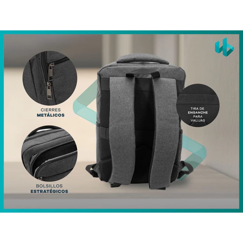 Mochila Porta Notebook 15.6" Everlast Ejecutiva Reforzada con 5 Bolsillos