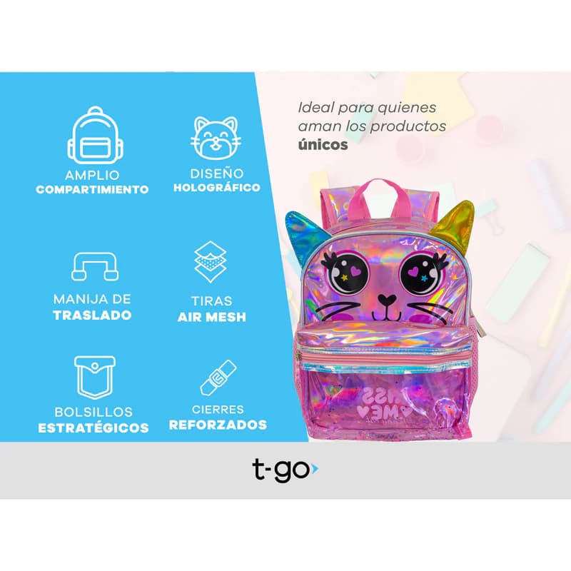 Mochila 7L Escolar Jardín | T-go — Celeste / Unicornio