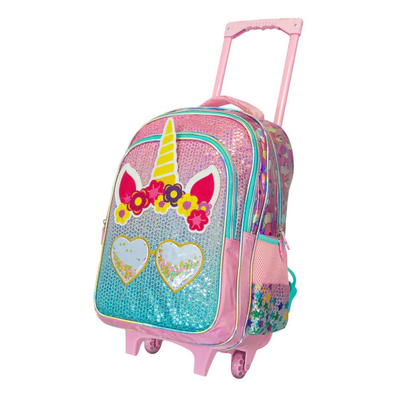 Kit Escolar Mochila 18" + Cartuchera | T-go — Fucsia / Unicornio