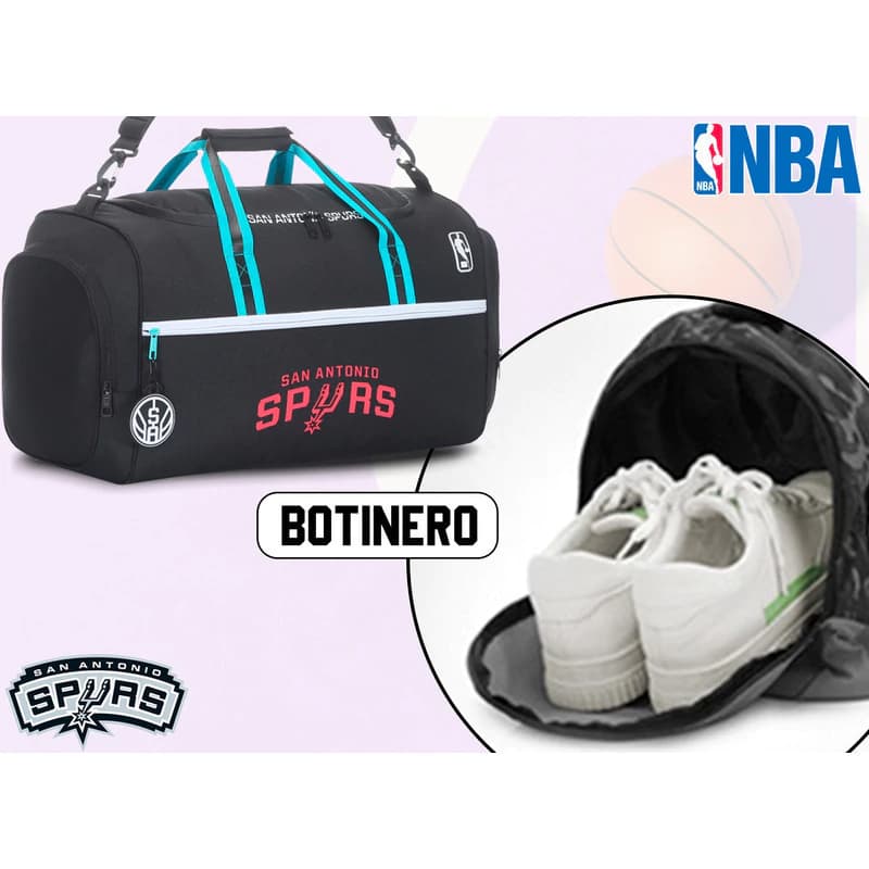 Bolso Deportivo Hombre Mujer Nba Original Bolsillo Lateral — Negro 16351 / SAN ANTONIO SPURS