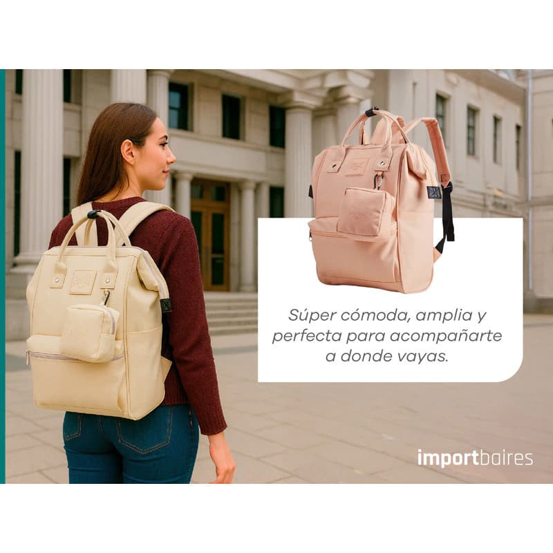 Mochila Cartera Urbana Boca De Pez Modelo Grande Nylon — Negro 22204