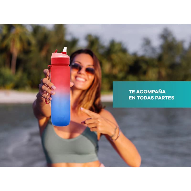 Botella Deportiva Everlast 1 Litro con Sorbete y Correa — Apertura Automática