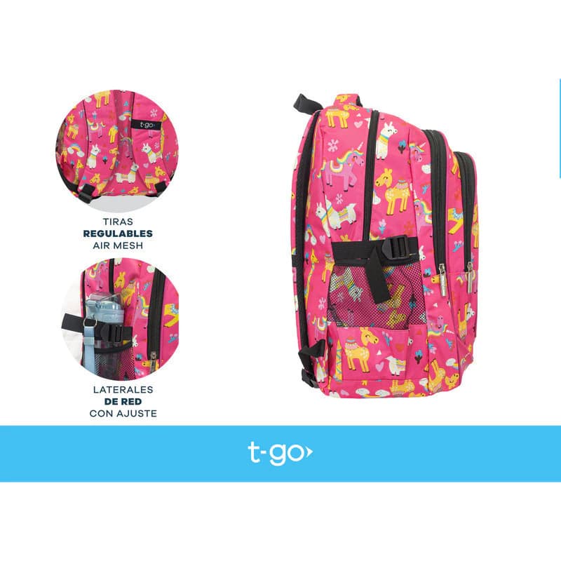 Mochila Escolar T-go Eb44 25l | Color Rosa Estampado