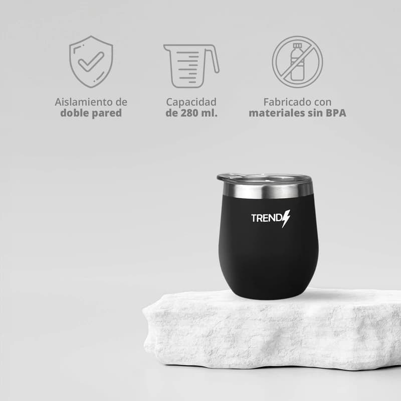 Mate Térmico Acero Inoxidable Trendy 280 ml con Tapa — Doble Pared — 16267 Rosa / Liso