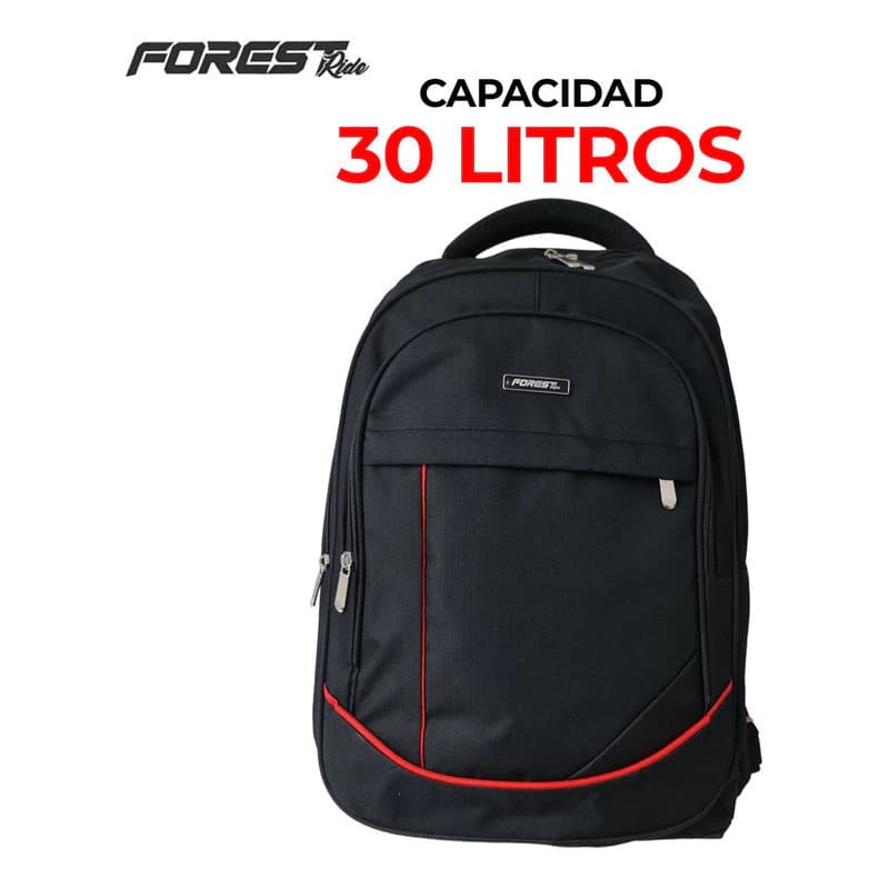 Mochila Porta Notebook Forest Ride con Puerto USB | 30 L | Impermeable | Negro