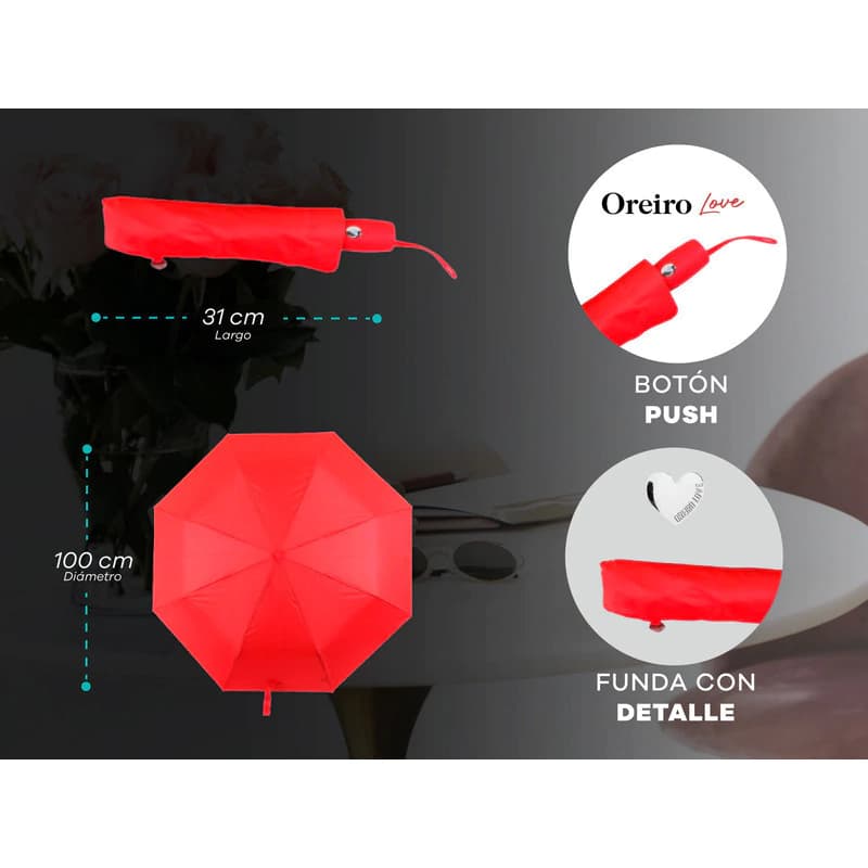 Paraguas Chico Hombre Mujer Reforzado Semi Automático Corto — Turquesa 6277 / Estampado
