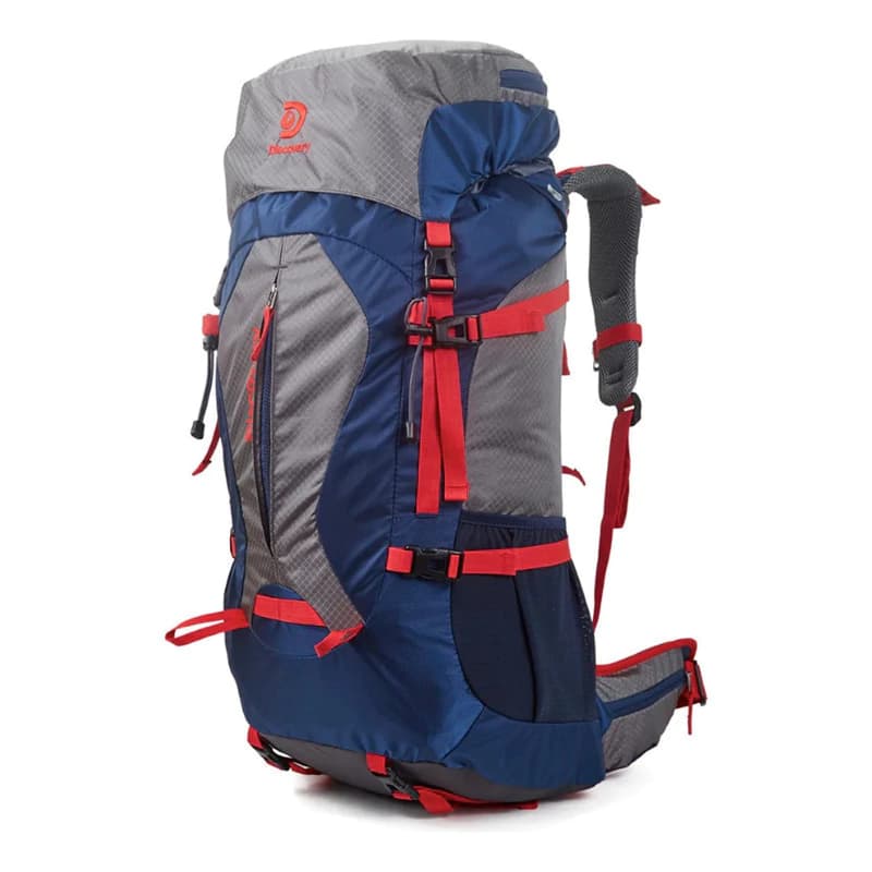 Mochila De Viaje Camping Trekking Discovery 22321 65l Impermeable — Azul 22321 / Liso