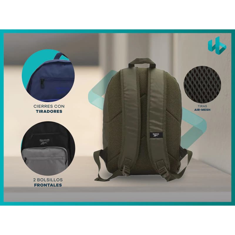 Mochila Urbana Reebok con Llavero 18 L Poliéster Unisex 43 cm — Negro 60119 / Liso