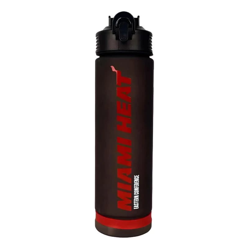 Botella Deportiva NBA 800ml Tapa Rebatible Libre de BPA con Medidor — Negro con Rojo