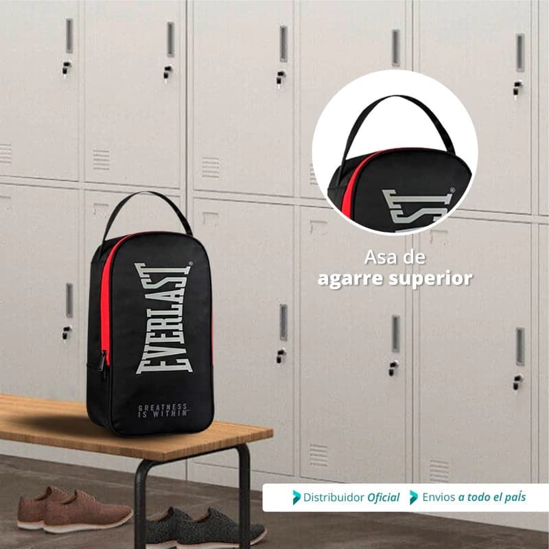 Bolso Botinero Everlast Deportivo Unisex Fútbol 8L con Doble Cierre — Negro 26968
