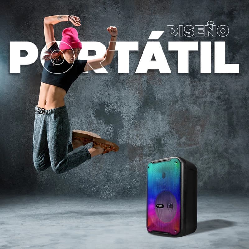 Parlantes Bluetooth T-Go Bermudas 8" TWS x2 con Micrófono y Luces LED