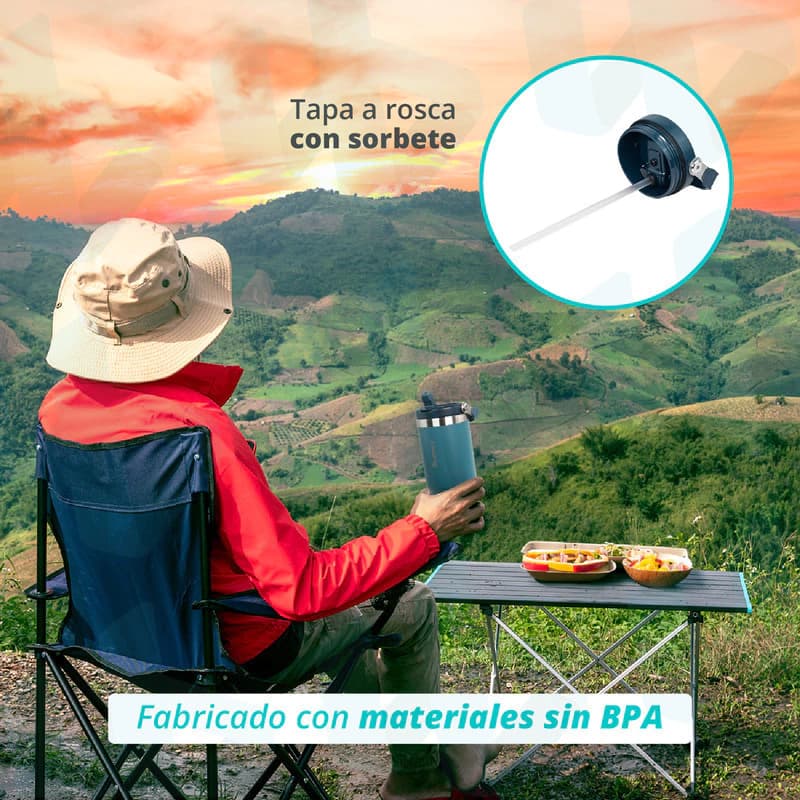 Vaso Térmico Discovery Adventure 900ml Acero Inox con Tapa y Manija — Verde / Lisa
