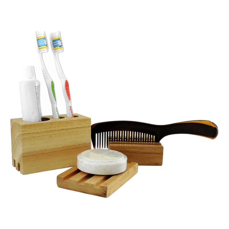 Set de Baño x3 Piezas | Madera Maciza de Paraíso | Simple Home