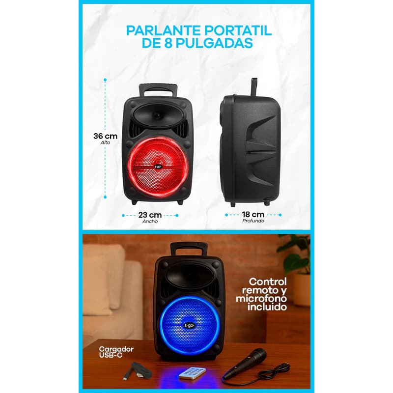 Parlante T-go Bahamas Sp0811 2.1 Bluetooth Portátil 5v