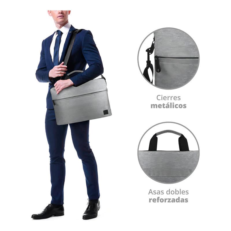 Maletín Porta Notebook Wellington Polo Club 15.6" Gris | Resistente al Agua