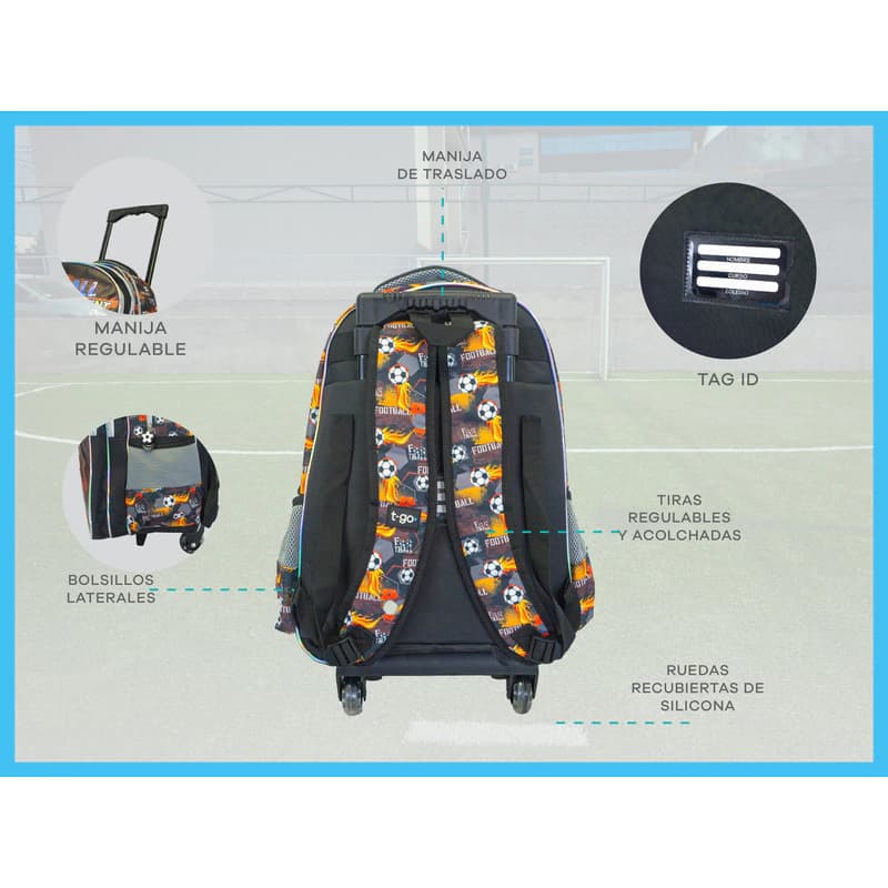 Set Mochila Carrito + Lunchera + Cartuchera Escolar — Azul Autos / Liso