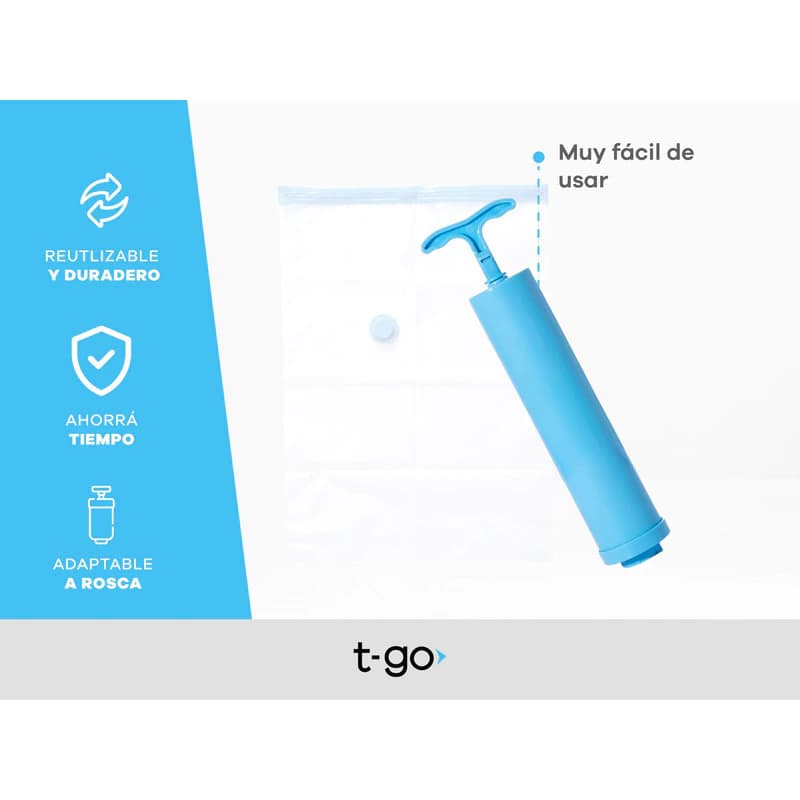 Bomba de Vacío para Bolsas T-Go | Manual, Reutilizable, Sin Electricidad