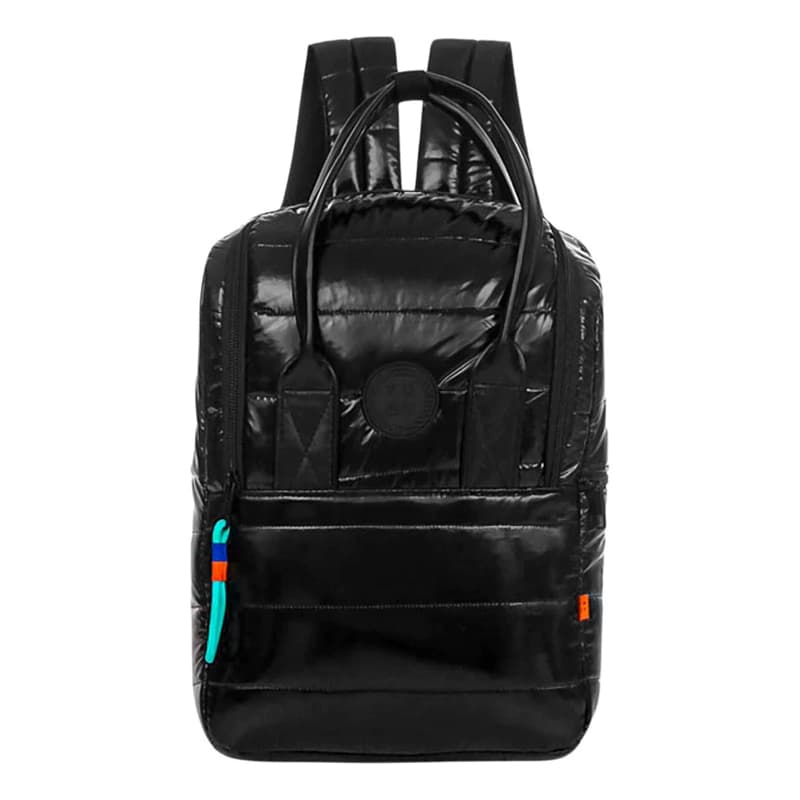Mochila Urbana Trendy Símil Puffer 13L con Bolsillo para Termo y Notebook — Negro Ónix 16331 / Liso
