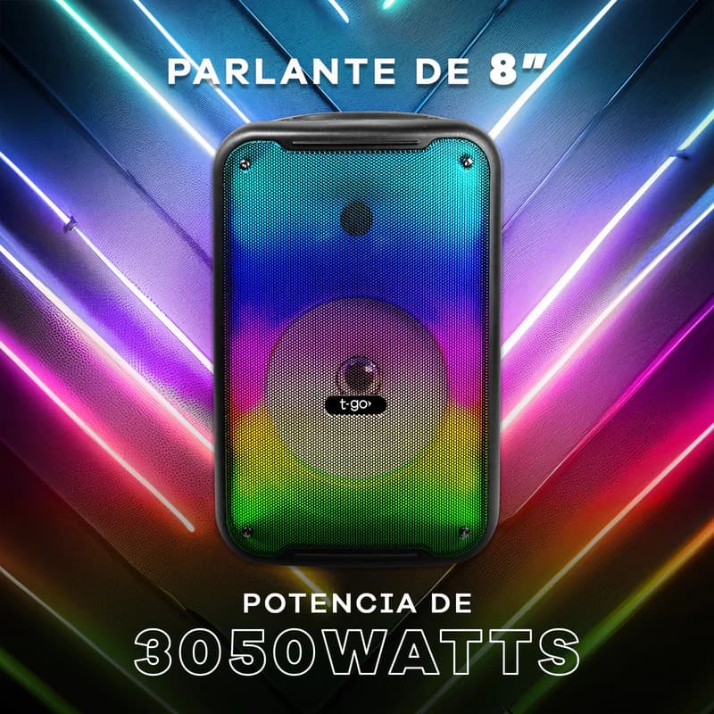 Parlante Portatil Bluetooth 3000w Potente + Microfono +luces