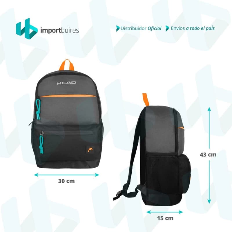 Mochila Urbana Escolar | Porta Notebook | Head — Gris con negro modelo 21609