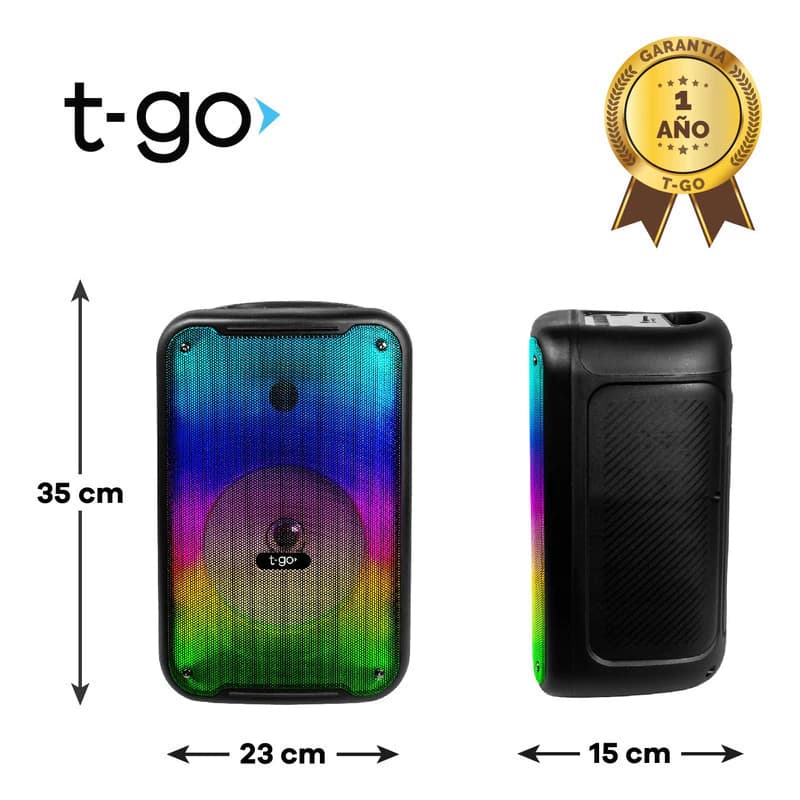 Parlantes Bluetooth T-Go Bermudas 8" TWS x2 con Micrófono y Luces LED