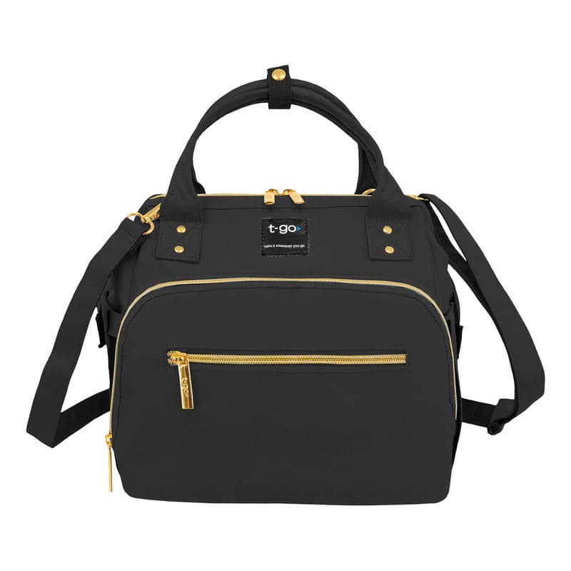Mini Cartera Maternal Térmica T-Go con Bandolera – Compacta y Organizada — Negro / Lisa