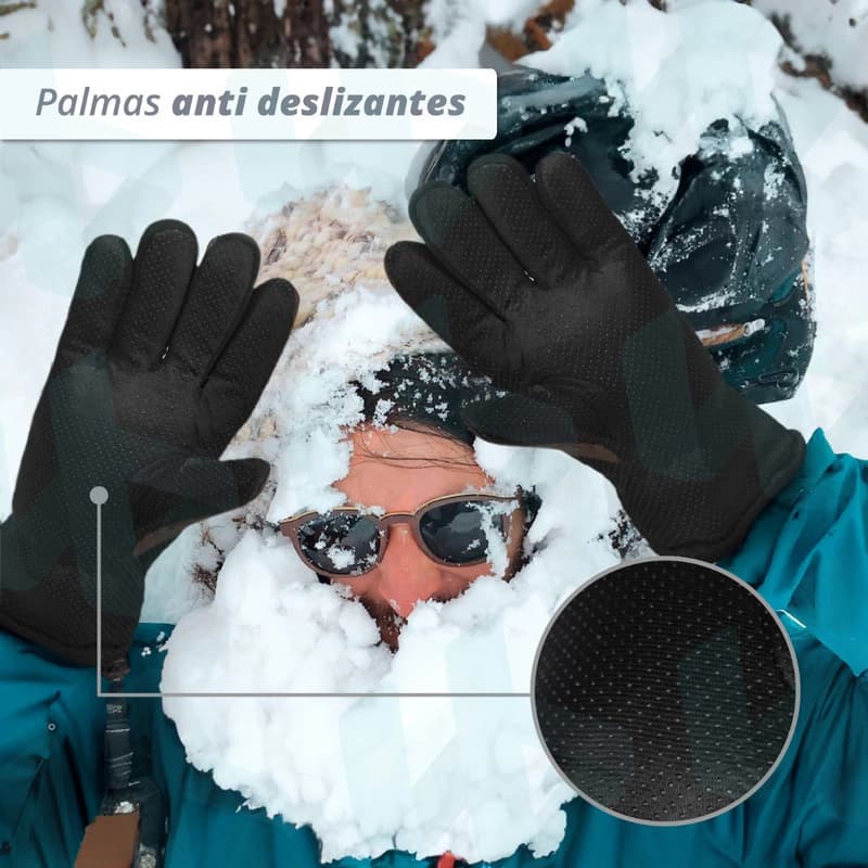 Guantes Térmicos Impermeables Forest – Moto, Bici y Nieve con Reflectivos — Negro