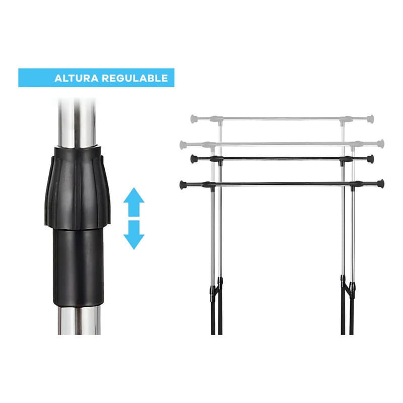 Perchero Móvil Doble Barral Extensible | Altura Regulable | Linea Simple Home