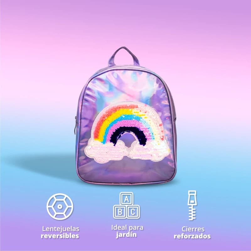 Mochila Infantil Trendy con Lentejuelas Reversibles Nena Tornasolada