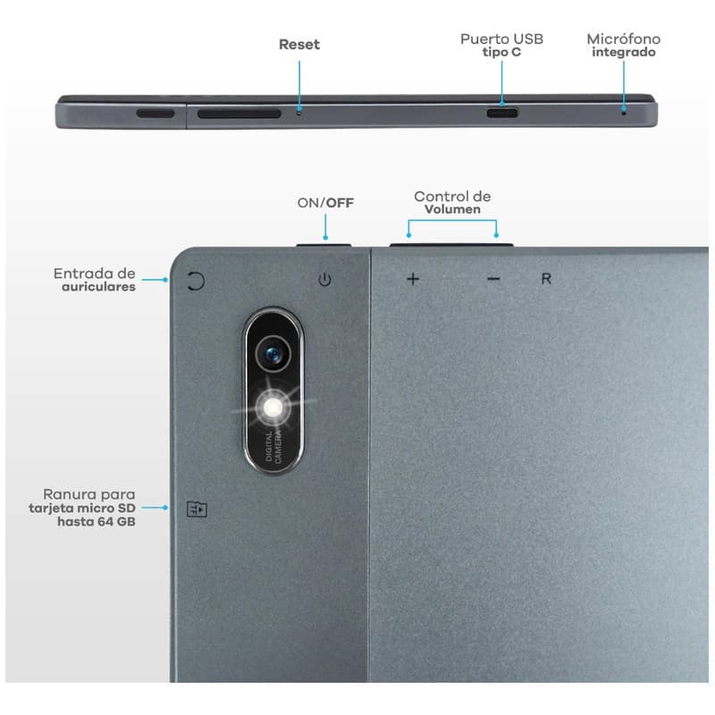 Tablet 10 Pulgadas Gamer 64gb 4gb Ram Android 13 + Funda — Dark grey