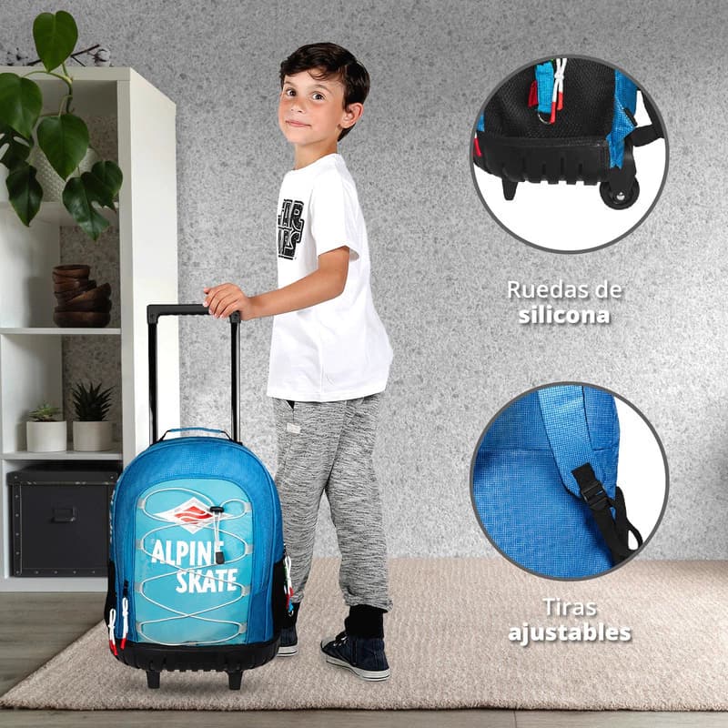 Mochila Escolar con Carrito 18" Everlast Alpine Skate — Ruedas de Silicona