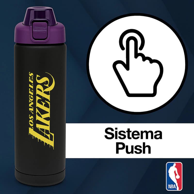 Botella Deportiva NBA 800ml Tapa Rebatible Libre de BPA con Medidor — Negro 16925