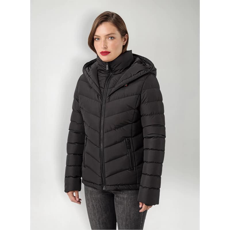 Campera Puffer | Impermeable con Capucha | Oreiro Love — Negro / Lisa / L