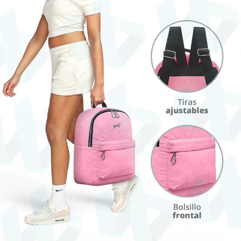 Mochila Urbana Puffer Muaa Acolchada Porta Tablet 10" 12L Modelo 16388 — Blanco / Lisa
