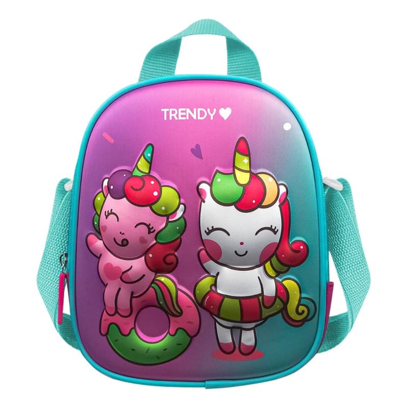 Lunchera Térmica Escolar Trendy Super Kids con Correa 3D — 24x20x7 cm — Aqua Unicornios 14972