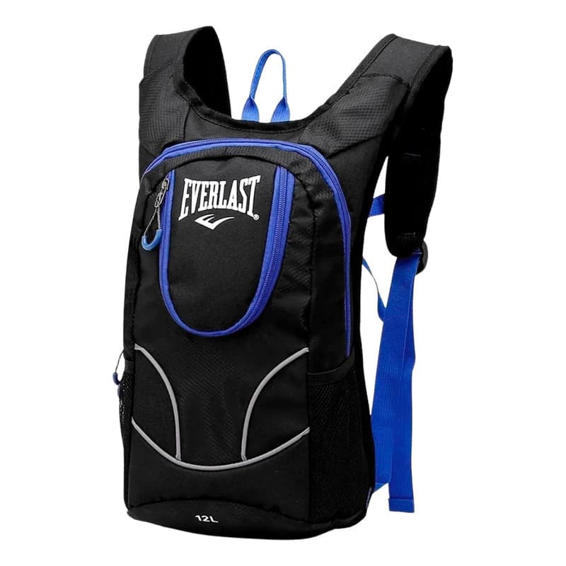 Mochila Running Everlast 12L ultraliviana con salida hidratación trekking — Negro / Liso