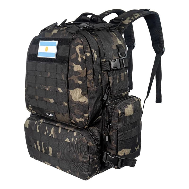Mochila Táctica T-GO 30 L con Porta Notebook y Sistema MOLLE EB338 — Verde oscuro Camuflado / COLOR