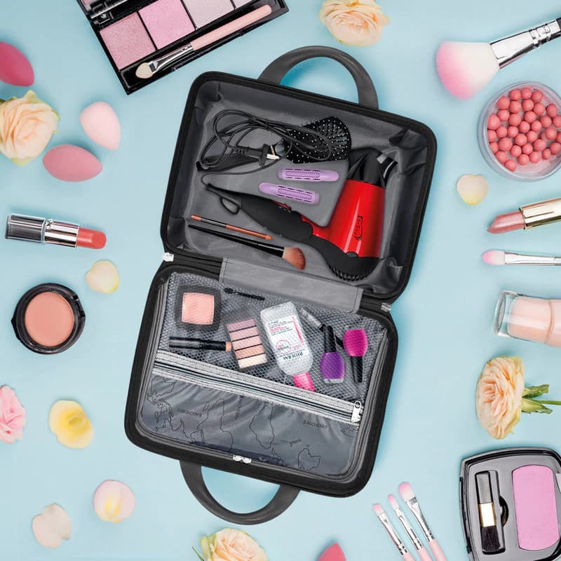 Set Valija Carry On Cabina Con Ruedas + Mini Valija Neceser — Gris