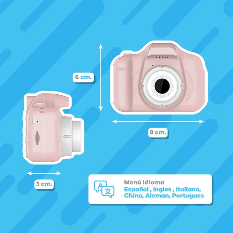 Cámara Infantil T-Go WC526L 12MP 720p 32GB Pantalla 2" Rosa