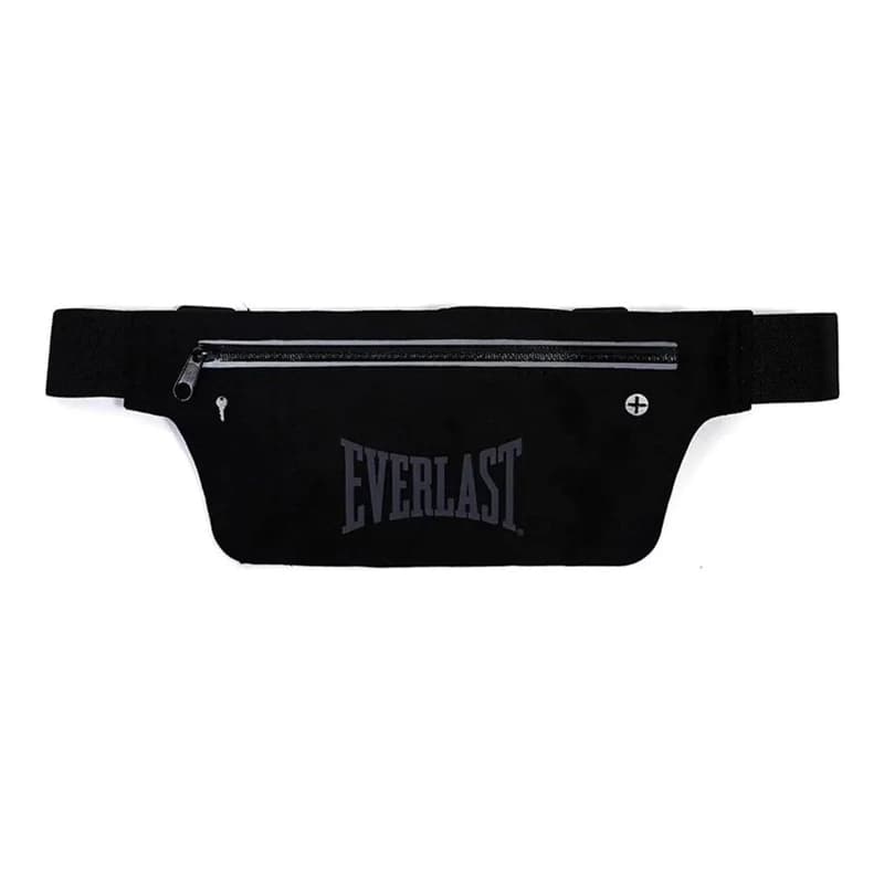 Riñonera Deportiva Everlast Unisex con Doble Bolsillo y Banda Reflectante — Negro